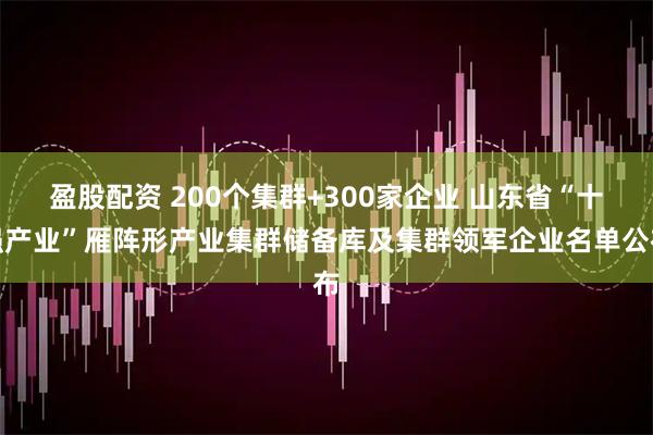 盈股配资 200个集群+300家企业 山东省“十强产业”雁阵形产业集群储备库及集群领军企业名单公布