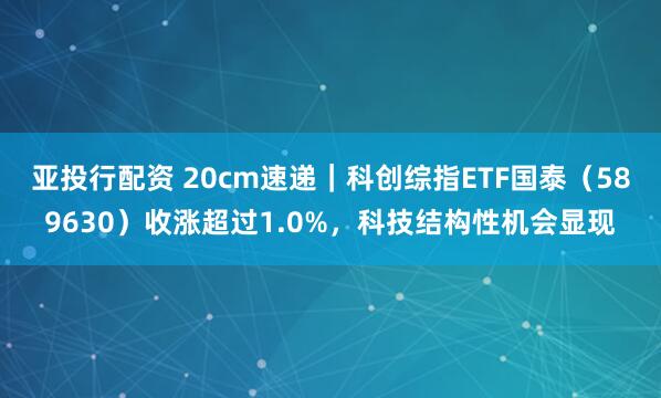亚投行配资 20cm速递｜科创综指ETF国泰（589630）收涨超过1.0%，科技结构性机会显现